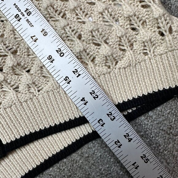 Heartloom Sybil Sweater Cream & Black Women's Size Large Sheer Lightweight - Picture 5 of 7